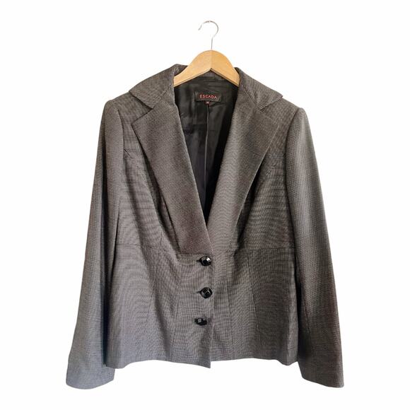 ESCADA Blazer Jacket Single Breasted Wool Career Slim Tailored 46 EUC - Picture 9 of 9